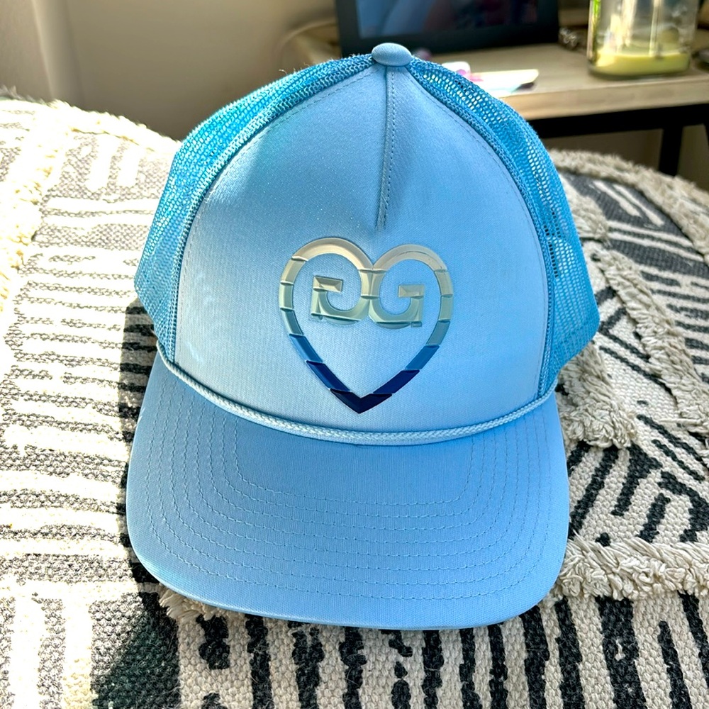 GFORE baby blue embossed logo ombré heart SnapBack